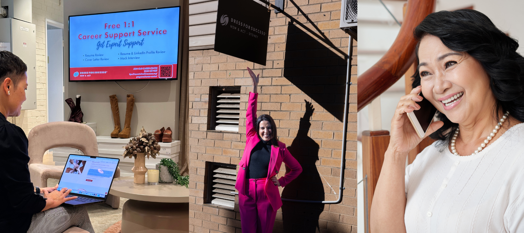 collage of three different women